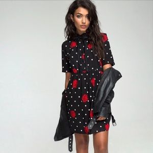 Motel Rocks Rose Polka Dot Collared Dress